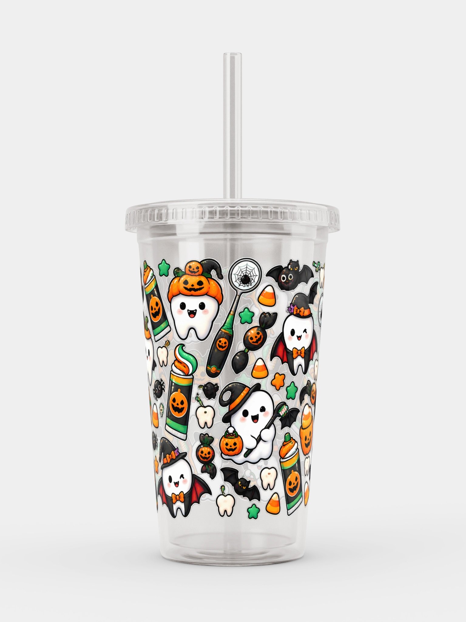 Halloween X Dentist Vibes Clear Dual Wall Tumbler 16 Oz (473 ml) product image (1)