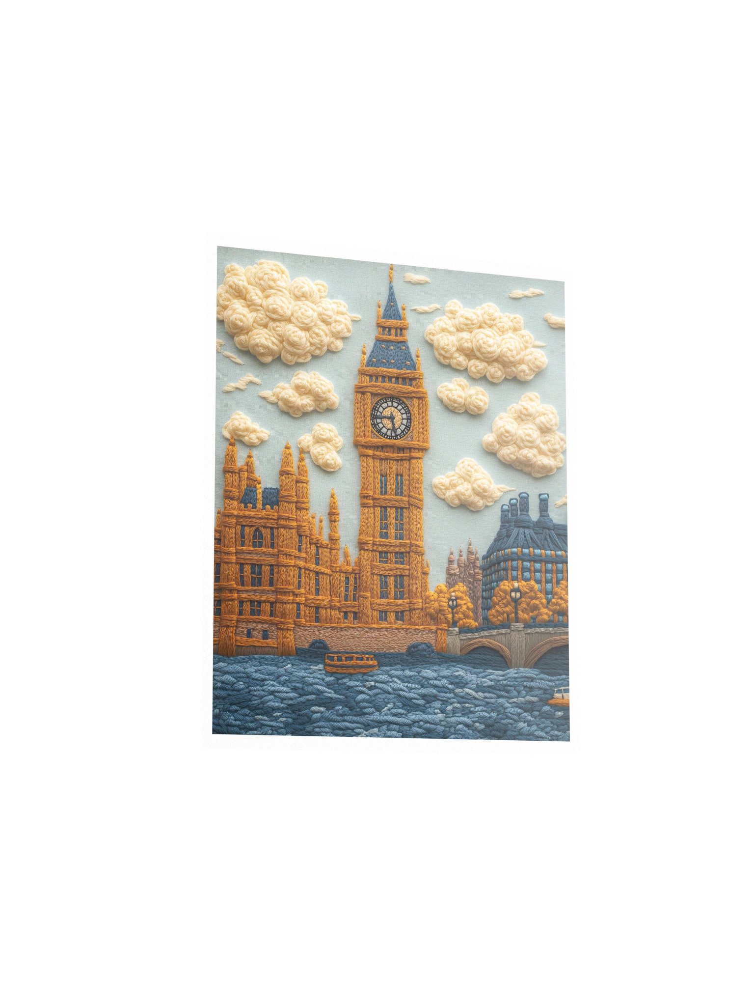 London by the Thames | Embroidery-Style Wall Art — Unframed Print product image (3)
