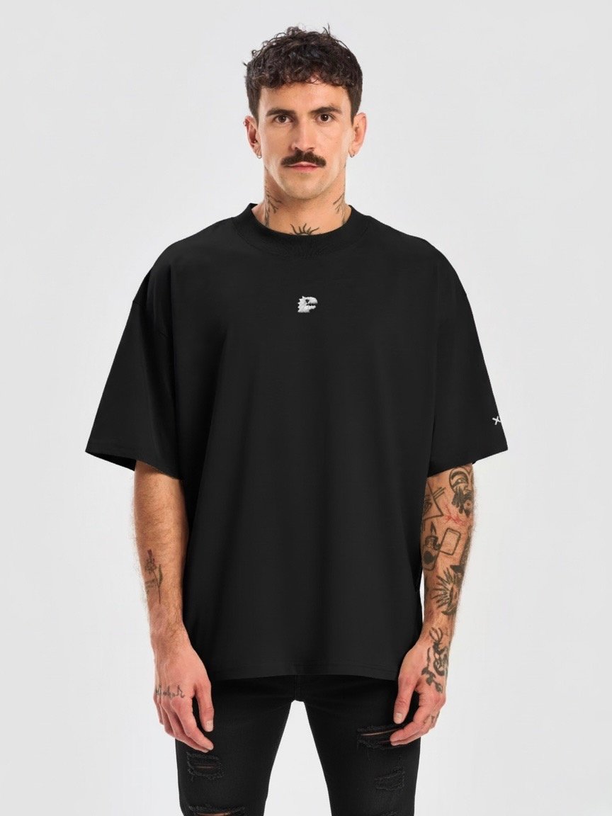 FMB ∣ JETLAG DINO Center Embroidered Oversized Tee Black product image (5)