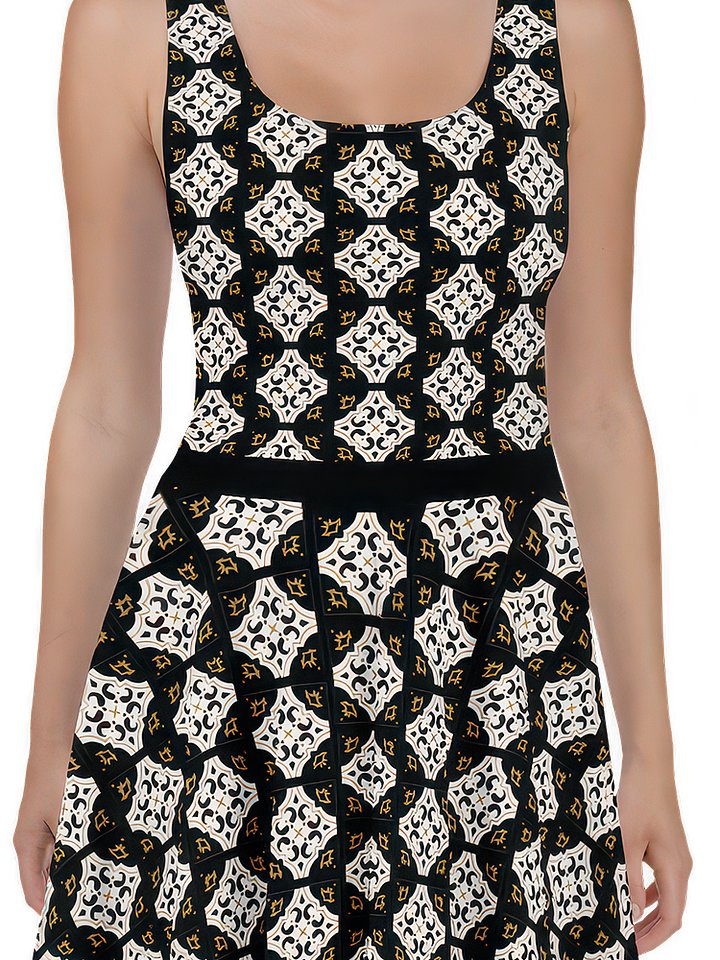 Arabesque Tile Dress | Brown White & Black product image (2)