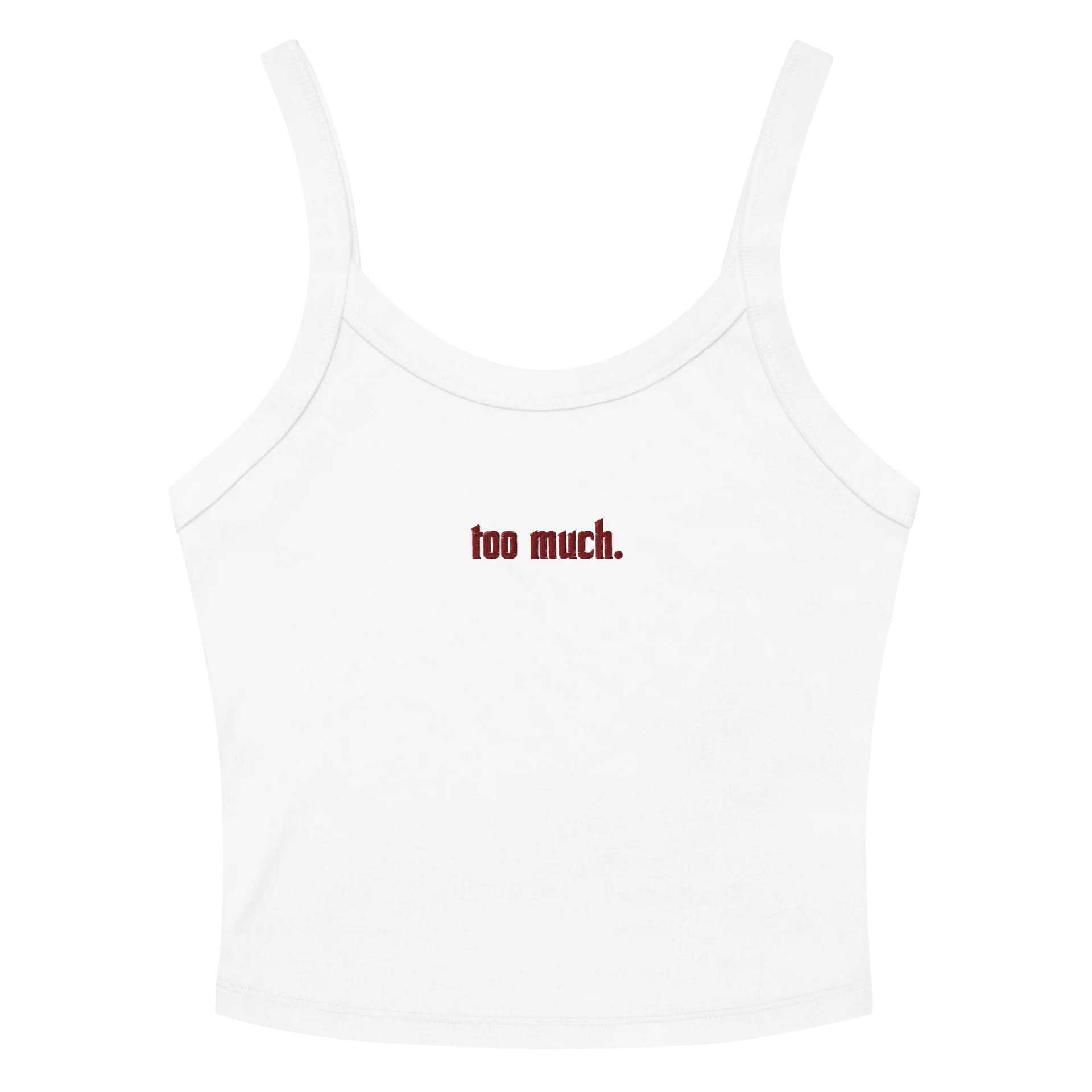 red embroidery too much. ribbed white tank product image (2)