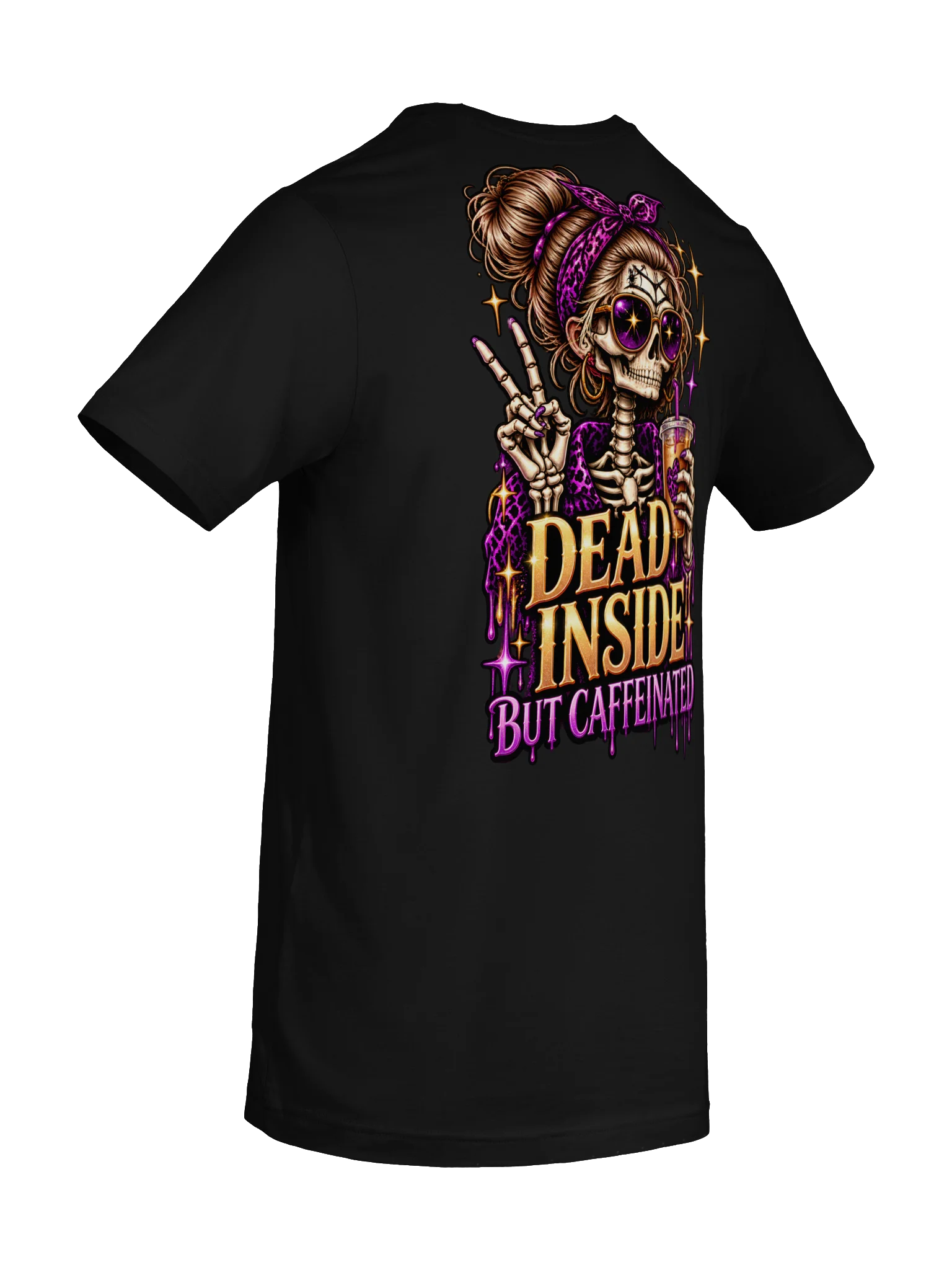 Dead Inside But Caffeinated — Halloween Skeleton Graphic Tee product image (16)