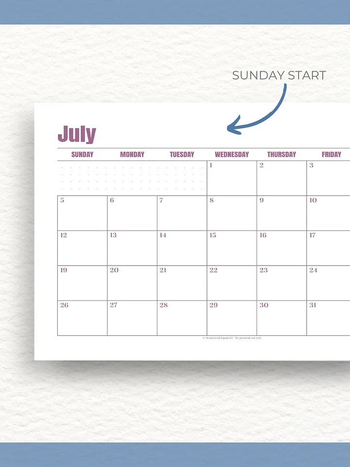 Jewel Tone Quarters - 26/27 Calendar - Single Page per Month - Half Letter Size product image (2)