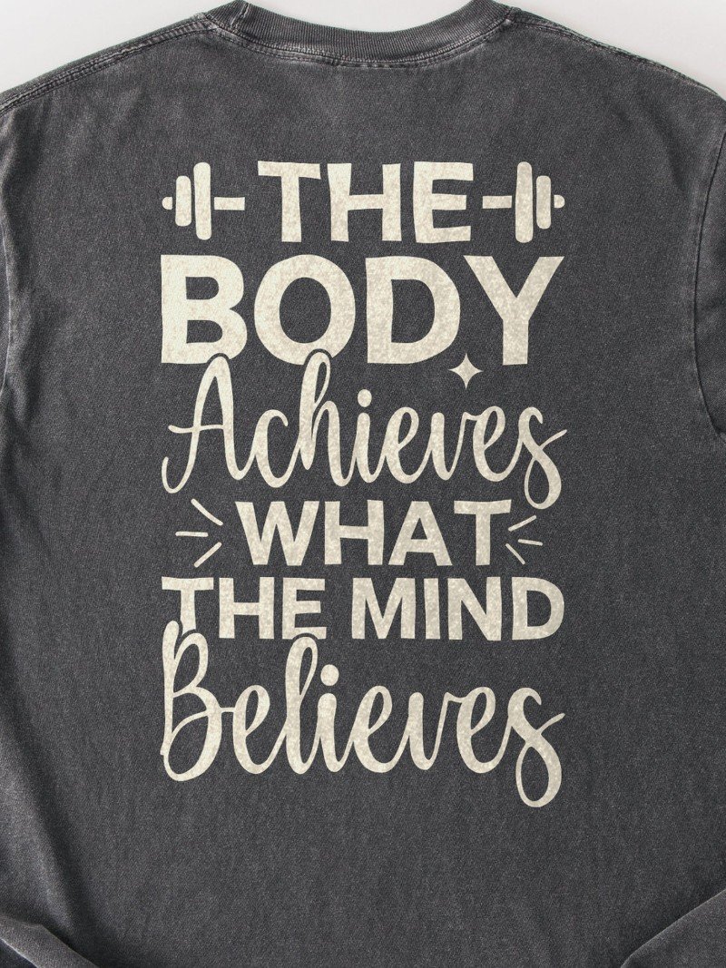The Body Achieves What the Mind Believes Oversized Gym Tee | Motivational Gym Shirt product image (2)