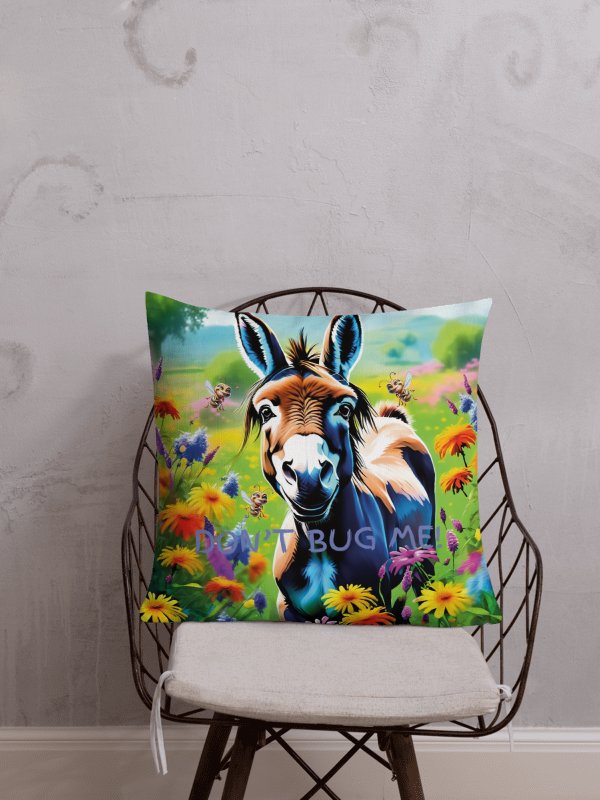 Whimsical Donkey & Flower Field Pillow product image (1)