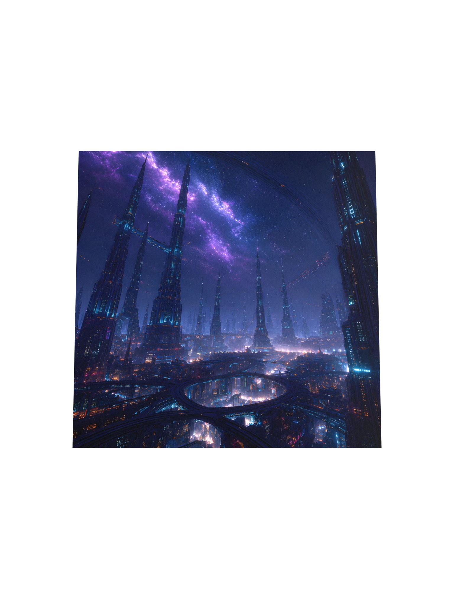 Neon Cyberpunk Cityscape Wall Art | Futuristic Galaxy Skyline Print | Gamer Room Decor Gift product image (4)