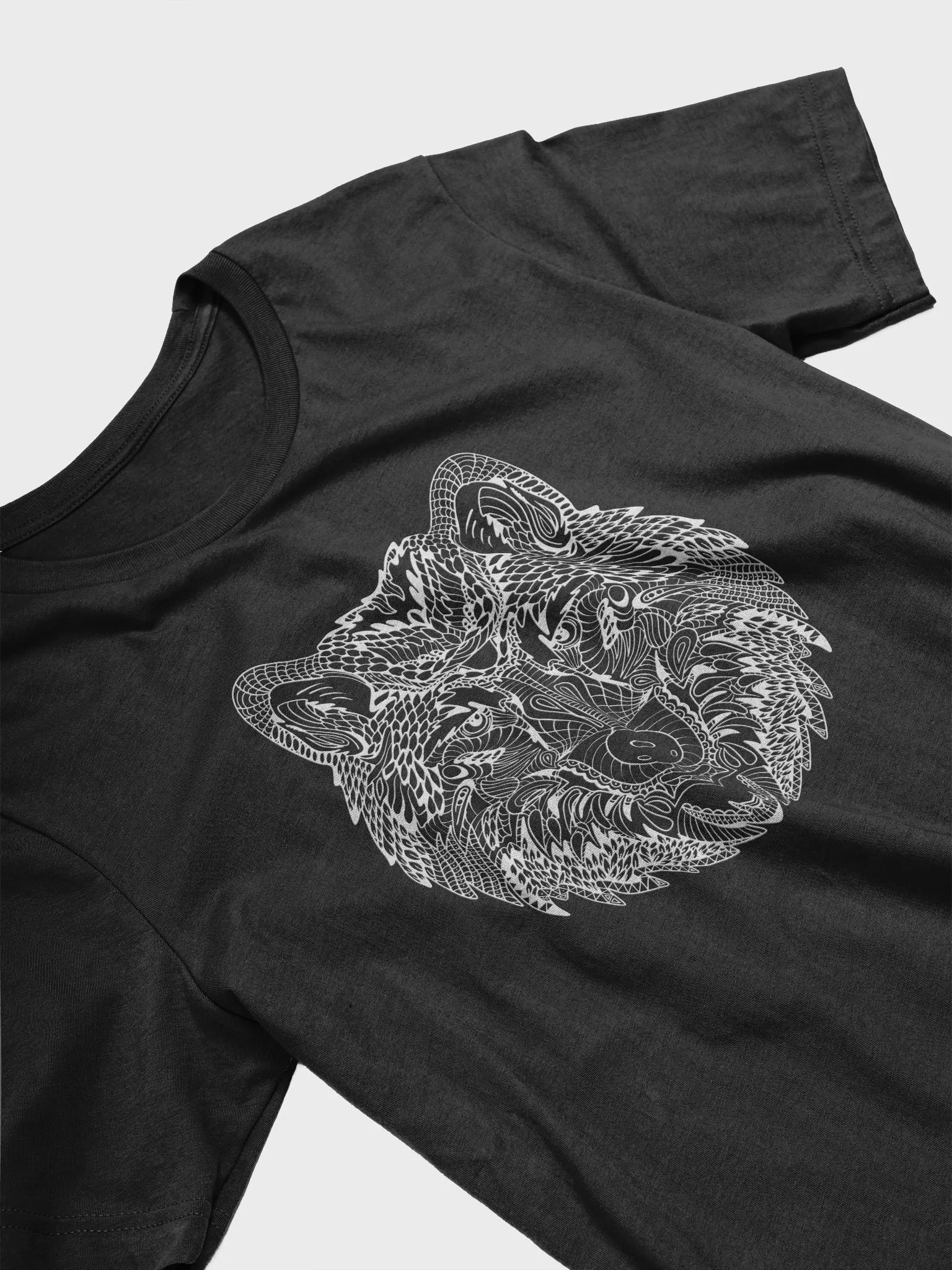 Intricate Wolf Head Artistic T-Shirt product image (1)