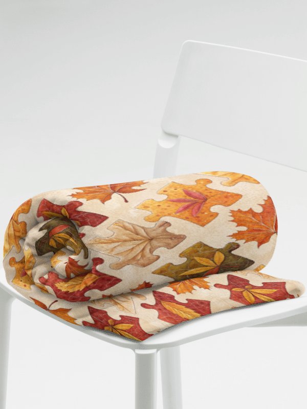 Cozy Fuzz: Autumn Jigsaw Puzzle Printed Throw Blanket product image (2)