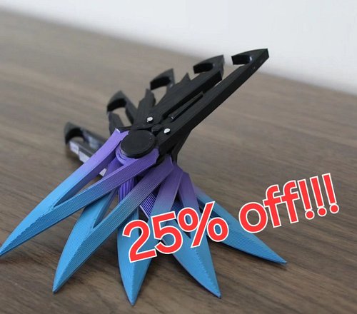 Shout out to all Dead By Faylight fans!!

Currently offering these trickster throwing knives 25% off!

Get these 3d printed a...