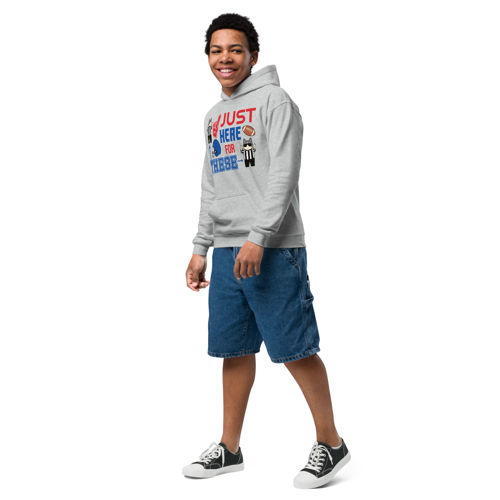American Football Cat (JUST HERE FOR THESE - touchdown signals) - Unisex Youth Hoodie product image (13)