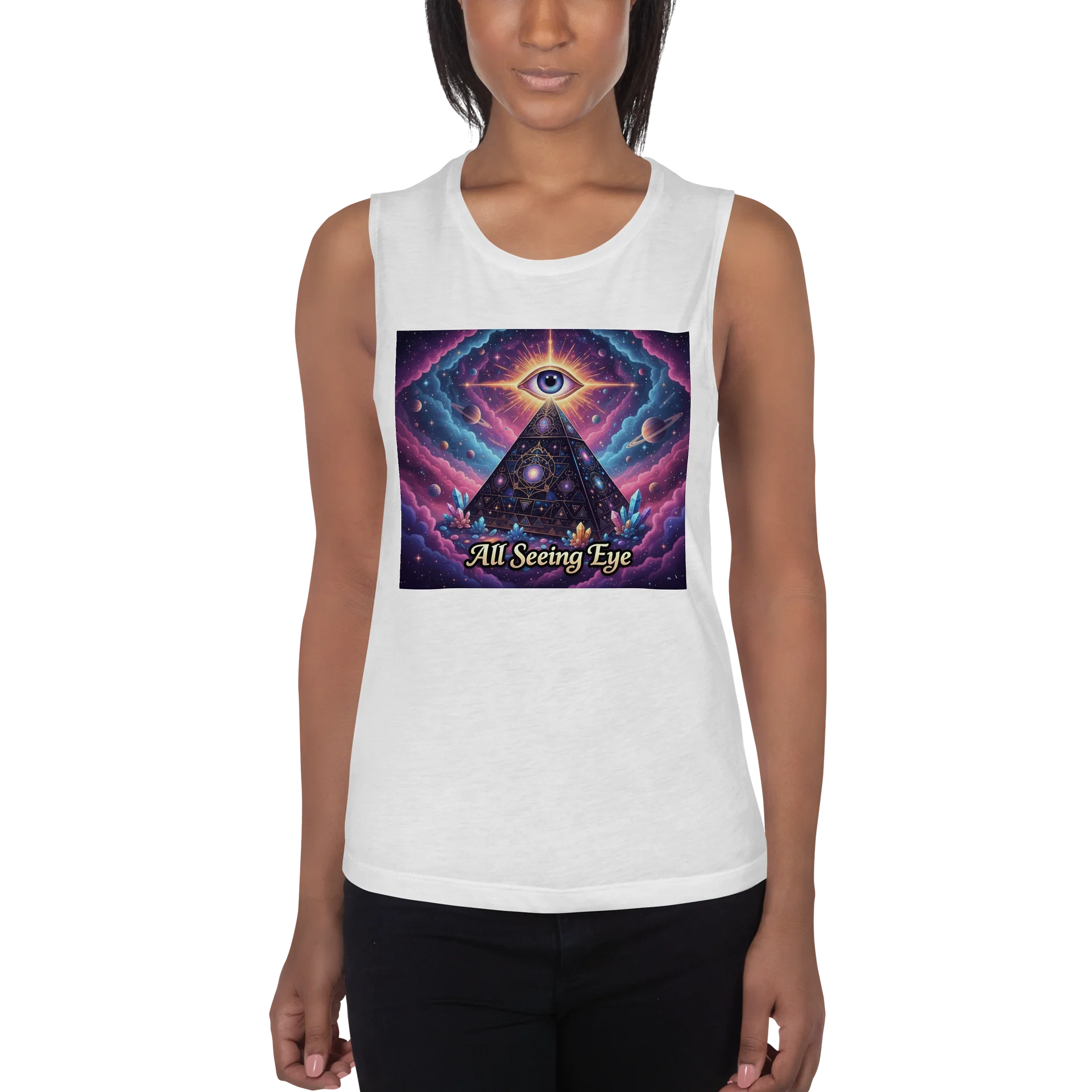 Cosmic Pyramid All Seeing Eye -Flowy Tank product image (1)