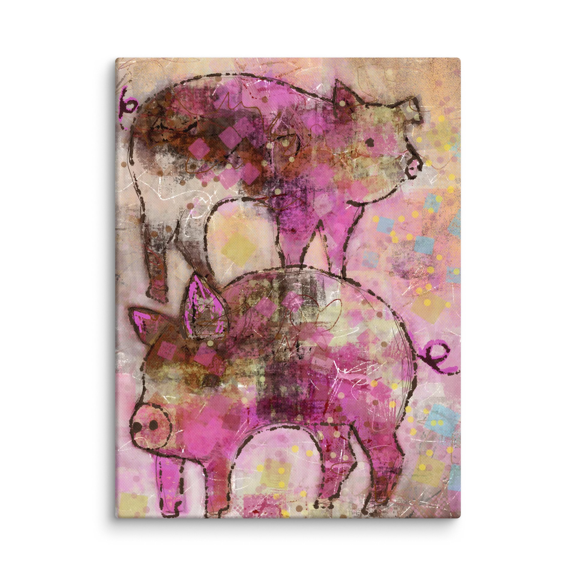Two Pink Pigs Canvas product image (1)