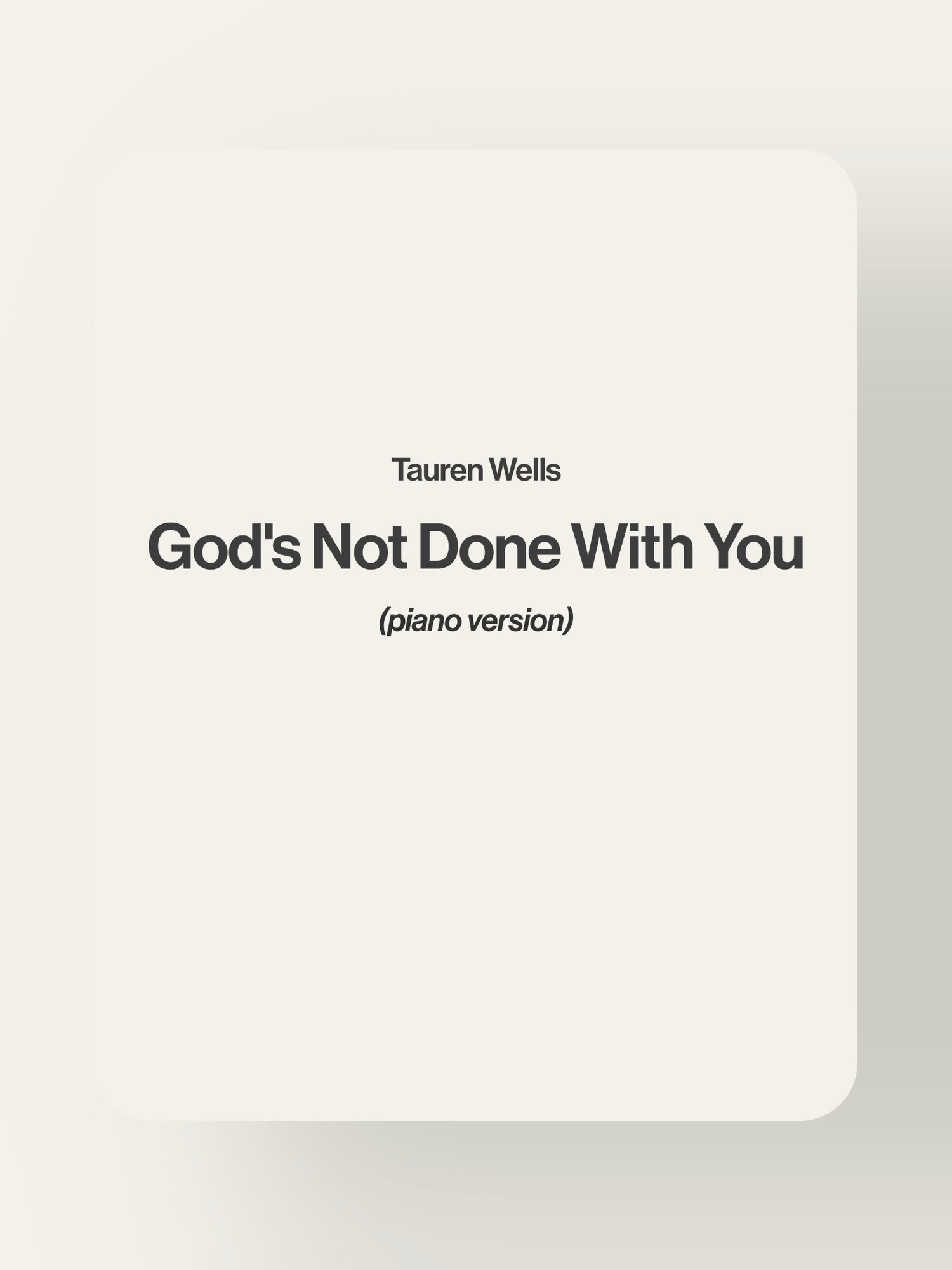 God's Not Done With You - Tauren Wells product image (1)