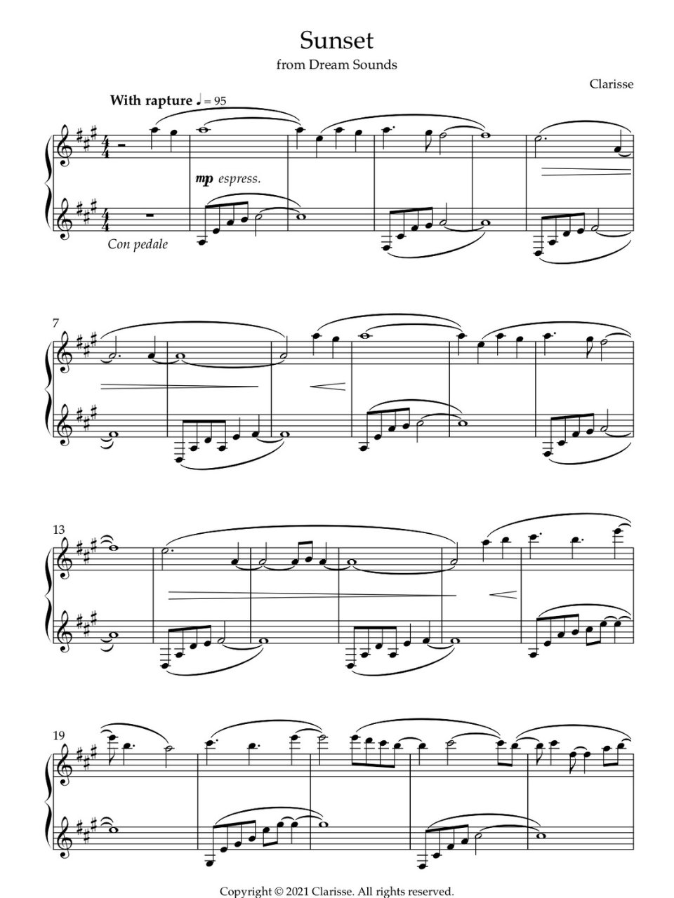 Sunset - Sheet Music product image (1)