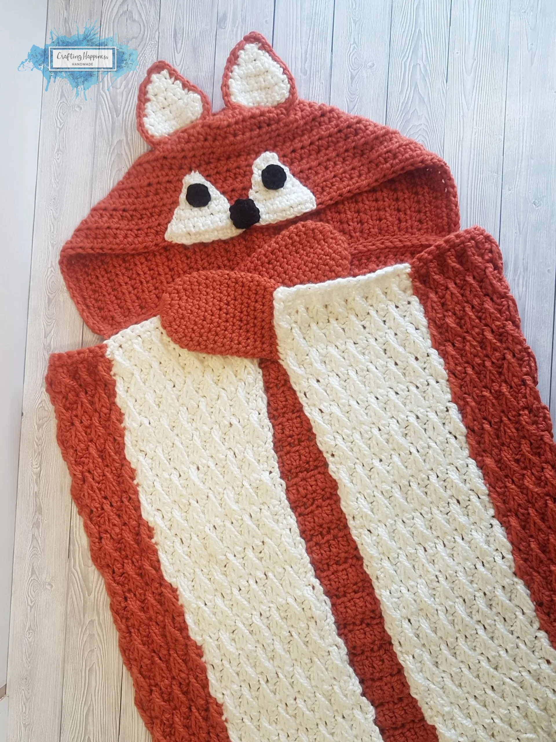 Fox Hooded Blanket Crochet | Wearable Animal (PDF Pattern product image (1)