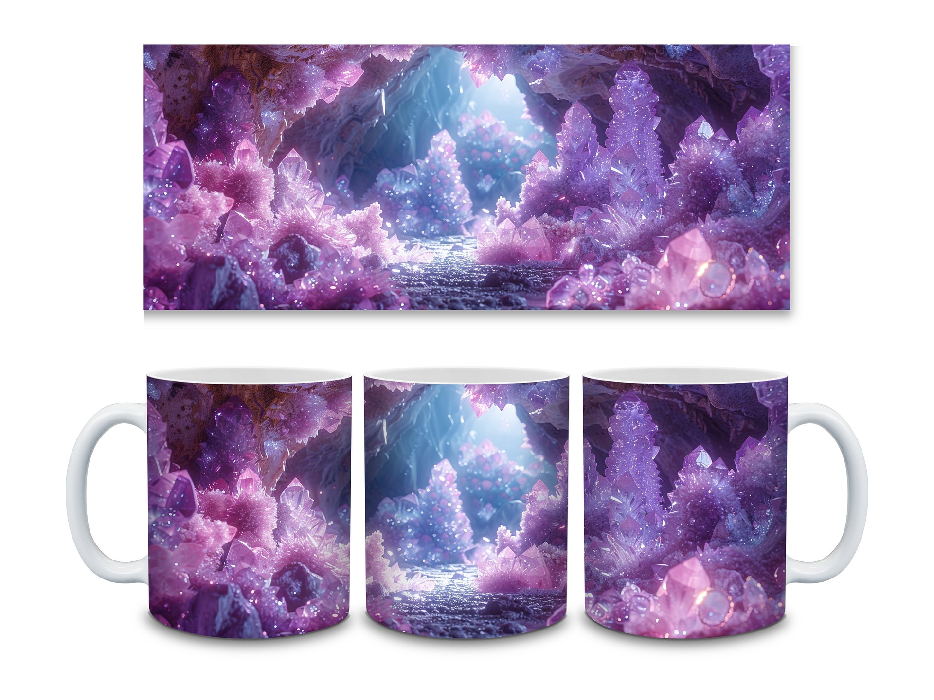 Amethyst Crystal Cave 11oz Coffee Mug – Stunning Gemstone and Geode-Inspired Ceramic Cup – Perfect for Crystal Lovers and Mystical Vibes product image (3)