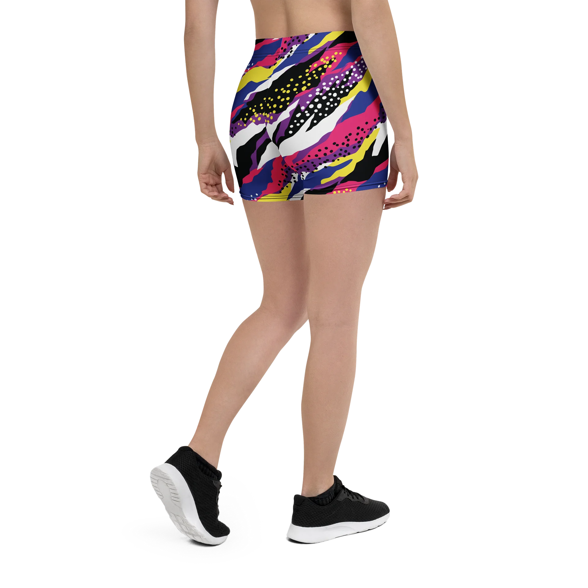 Retro 90s Cyber-Pop Waves | Vibrant All-Over Print Shorts product image (2)
