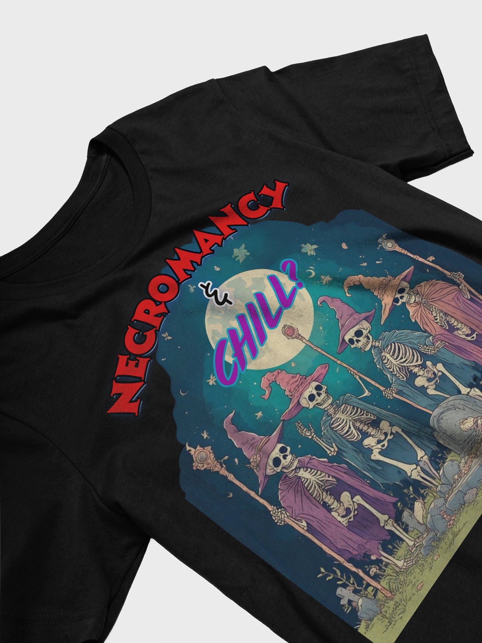 Necromancy & Chill Skeleton Wizard T-Shirt product image (26)