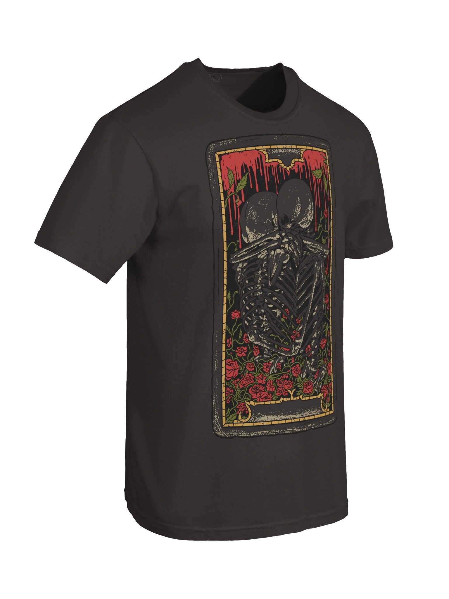 Skeleton Lovers Tarot Shirt – Gothic Romance Skull Couple Graphic Tee with Roses product image (7)