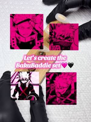 The #bakugo Baddie set 💅🏼  This is my last Bakugo set for a while, I’ll be concentrating on other characters from now on but I just had to do a pink and black version 🤭  This set will be available to purchase on my website - Thebuildergelbabe.com 💜  #bakugoukatsuki #dynamight #mha #bnha 