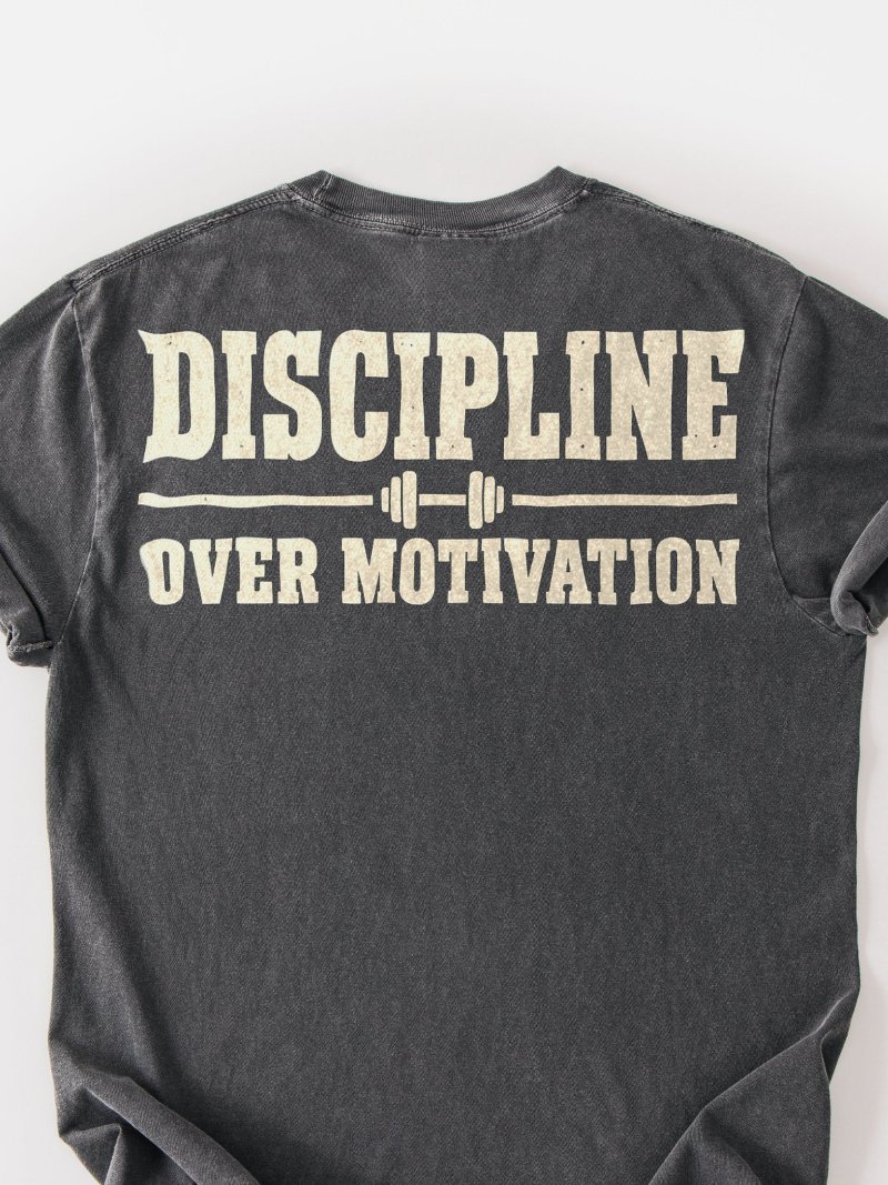 Discipline Over Motivation Oversized Gym Tee | Motivational Gym Shirt product image (2)