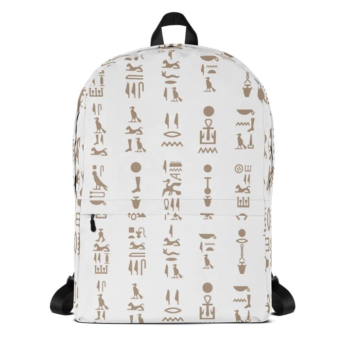 Isis White Hieroglyphs All-Over Print Backpack product image (1)