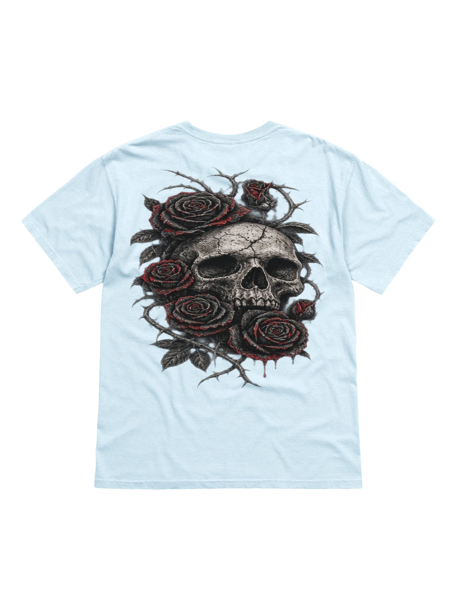 GOTHIC SKULL & BLOODY ROSES DOUBLE-SIDED GRAPHIC T-SHIRT | DARK ROMANCE TEE product image (7)