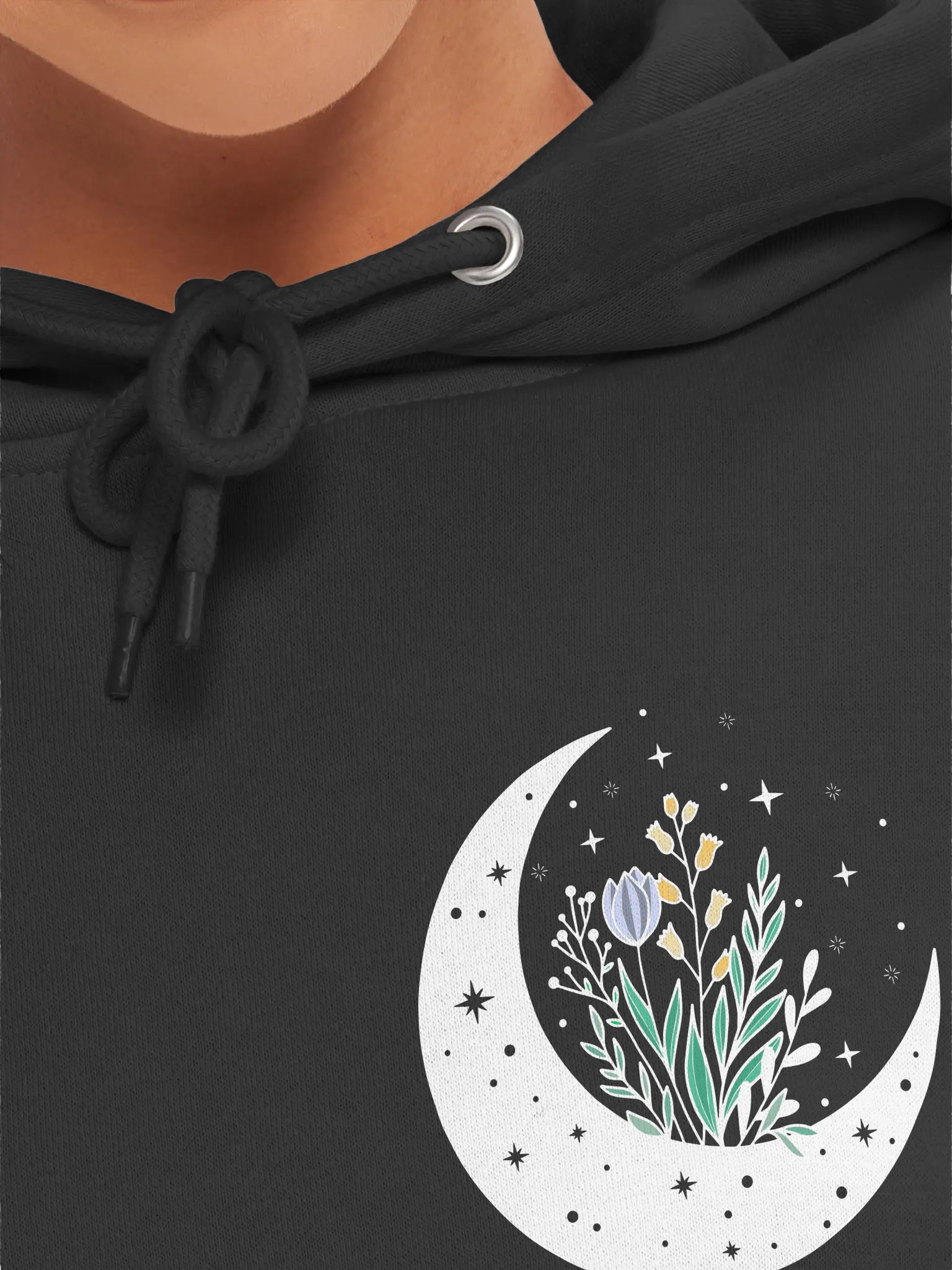 Celestial Blossom Crescent Hoodie Dark product image (5)