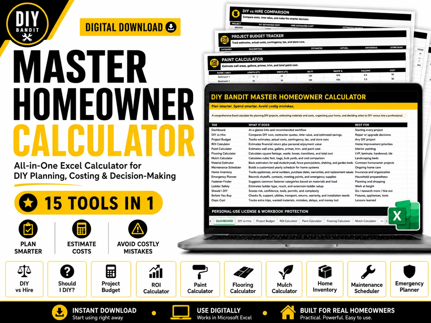 ⭐ Master Homeowner Calculator — Excel Download ⭐ product image (1)