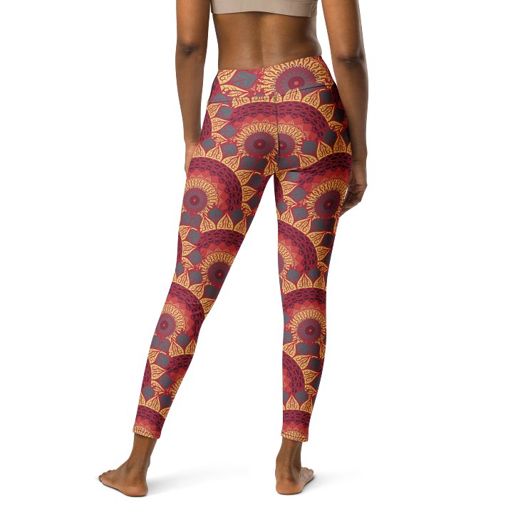 Vibrant Mandala Leggings - Red, Blue & Yellow Floral Design product image (2)
