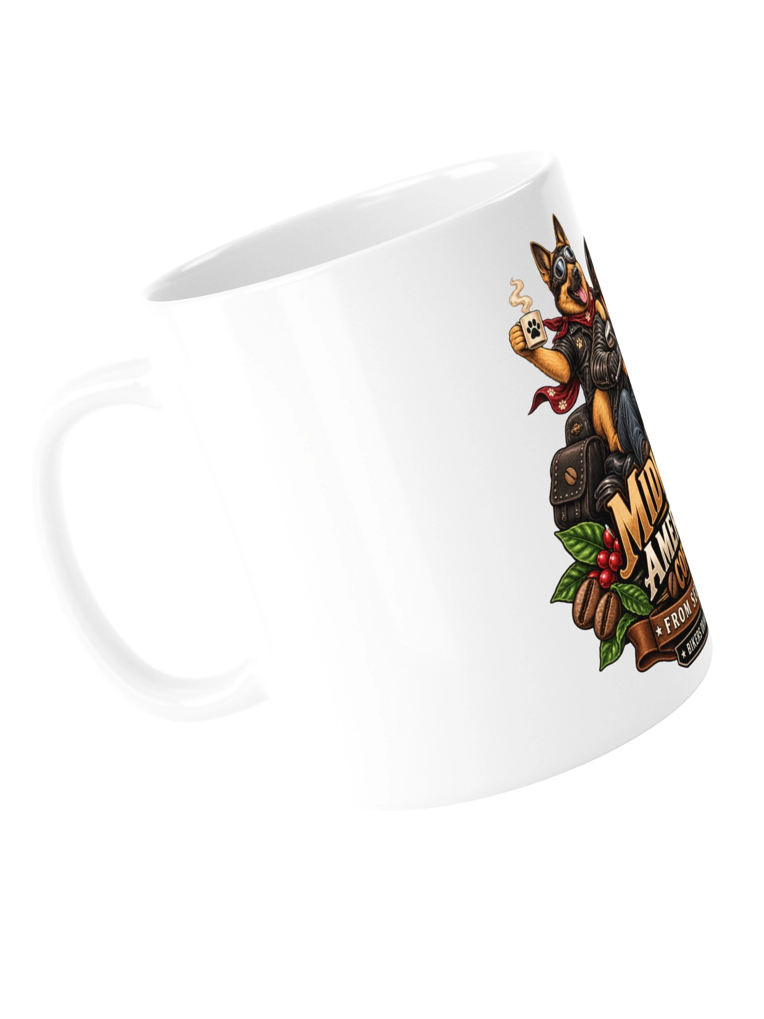 German Shepherd Biker Coffee Mug | Bikers Drink Coffee Too – Midwest American Coffee product image (5)