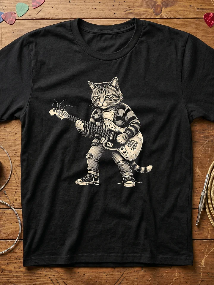 Cat Cobain Guitar T-shirt | Funny Rock Music Guitar Tee product image (1)