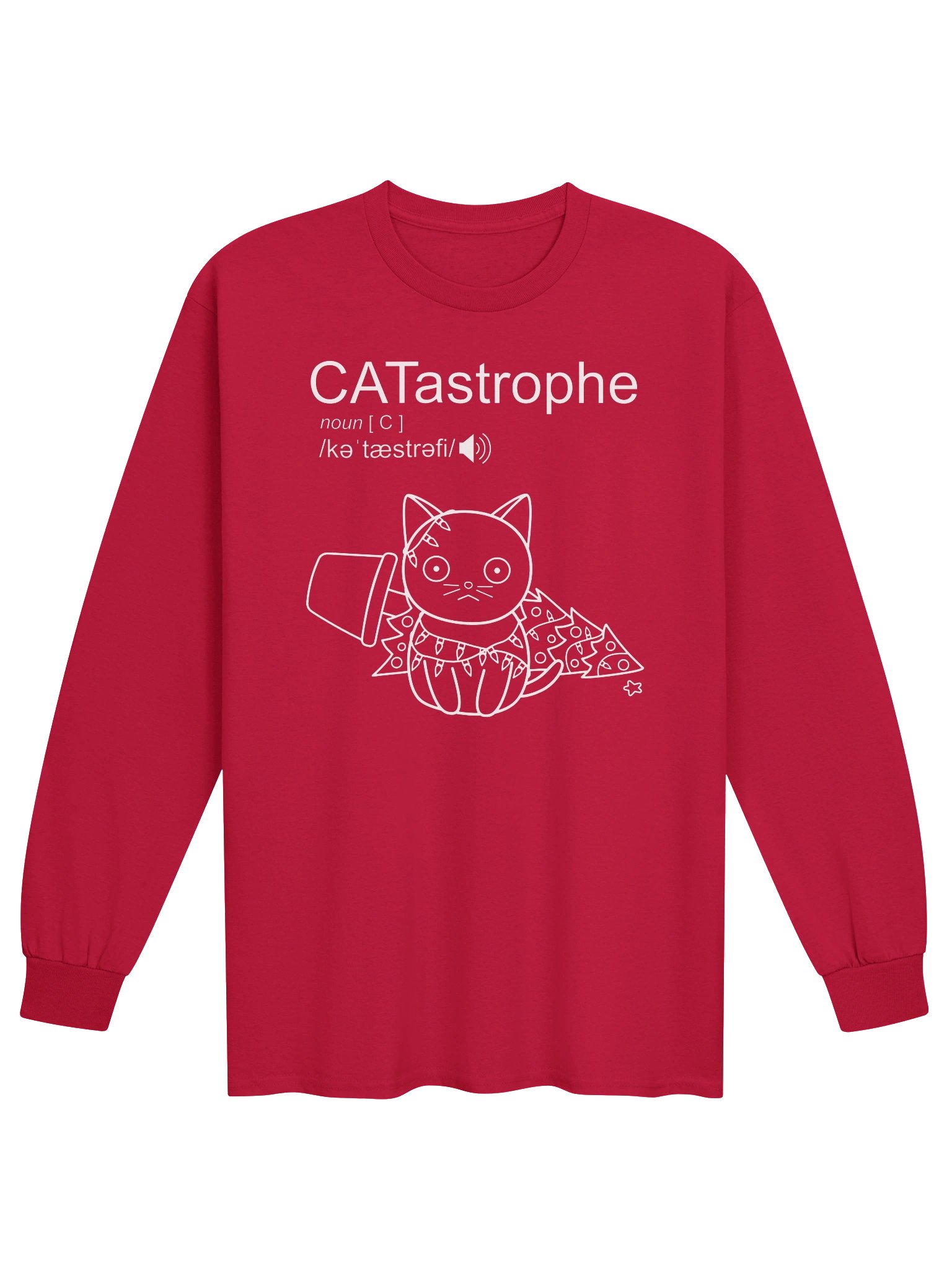 CATastrophe (Cat with Christmas Tree) - Unisex Adult Long Sleeve T-shirt product image (1)
