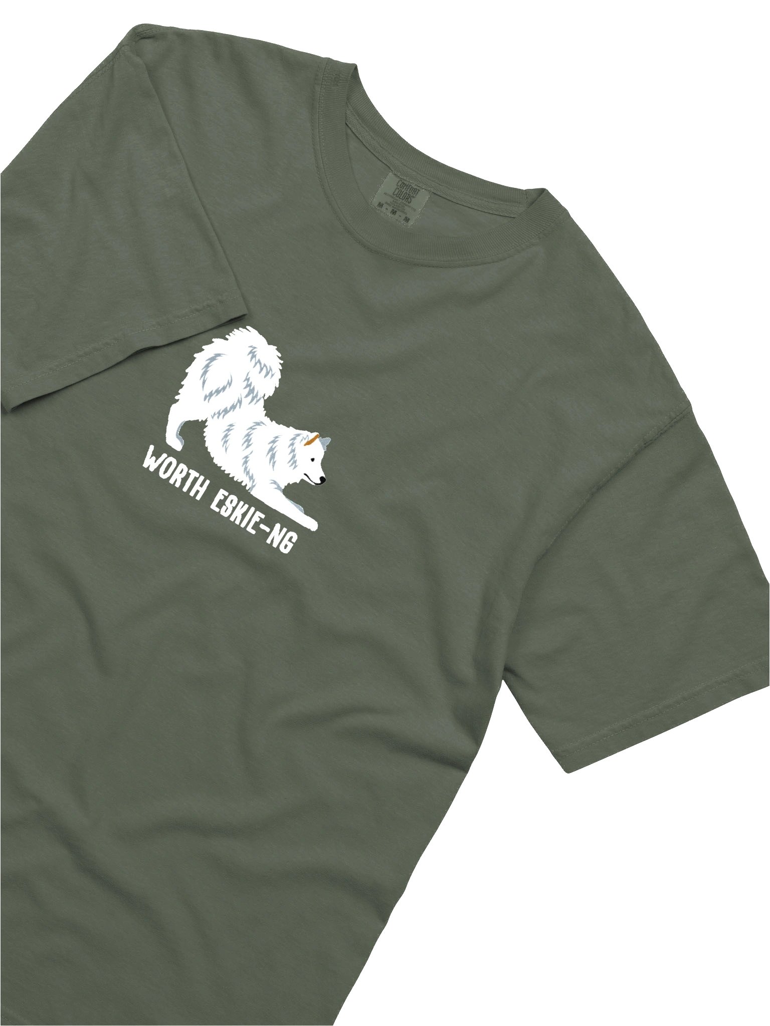 Worth Eskie-ng T-Shirt(Embroidered) of an American Eskimo Dog product image (8)