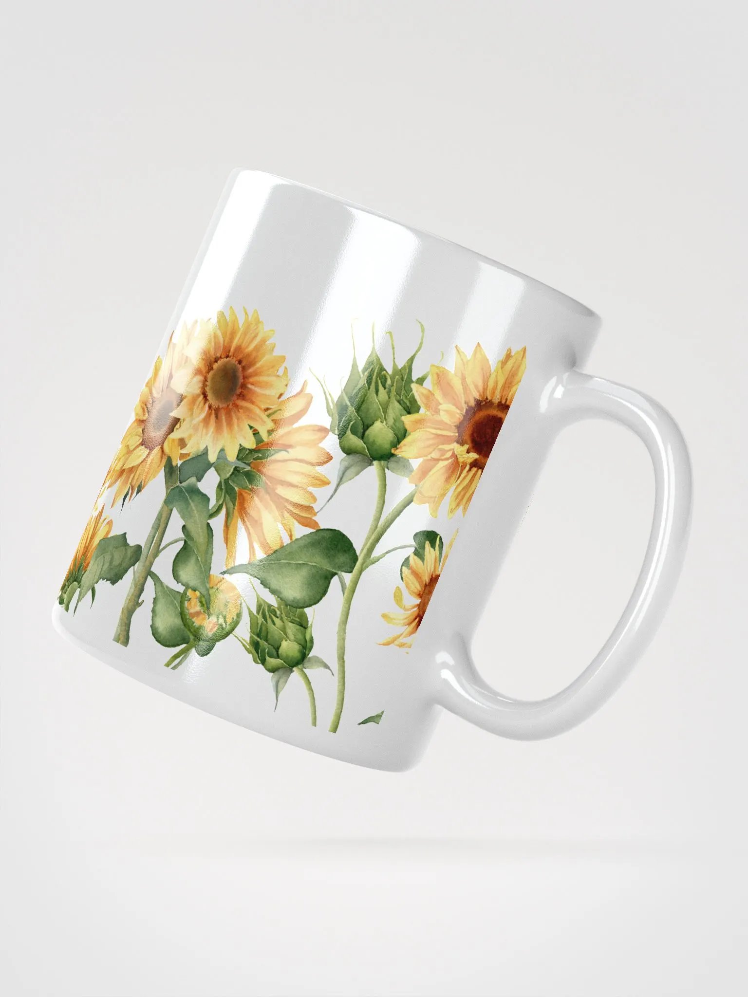 Sunflower Stalks White Ceramic Mug product image (4)