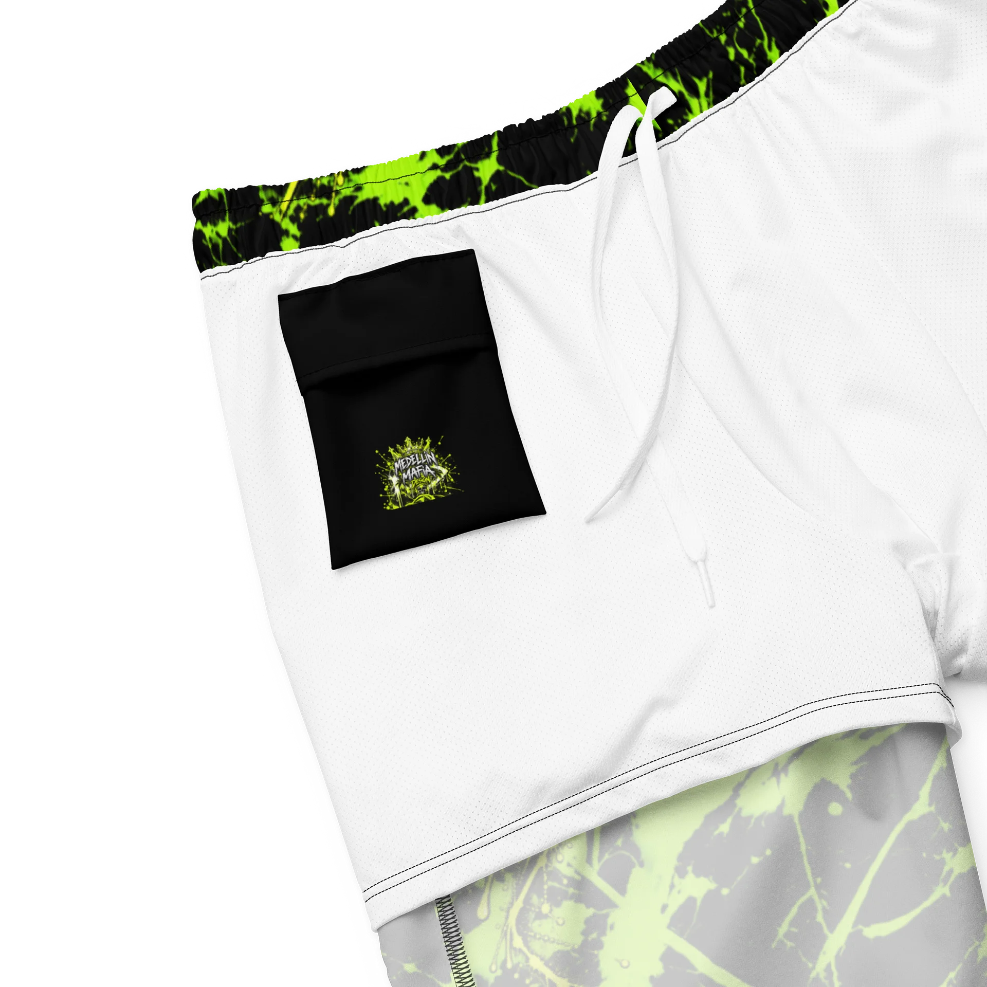 Neon Green Splatter Swim Trunks product image (8)