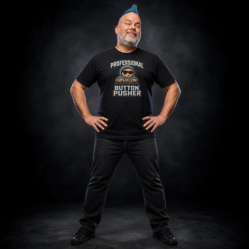 New at Tribble Stitch: Professional Button Pusher Tee. Bold, comfortable, and ready to beam into your wardrobe.

Tap the prod...