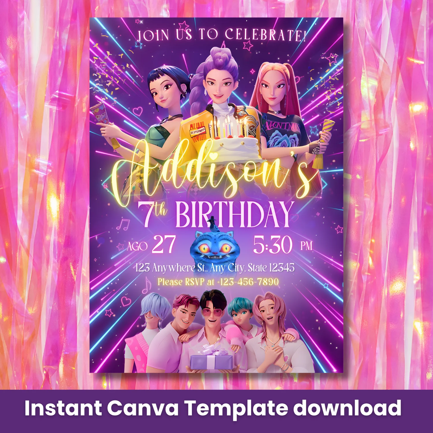 K-Pop Demon Hunter Birthday Invitation product image (1)