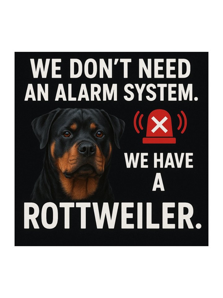 We don’t need an alarm system. We have a Rottweiler. Sticker product image (2)