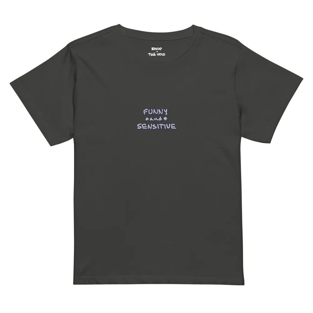 FUNNY *and* SENSITIVE (lined design) embroidered waist length t-shirt product image (25)