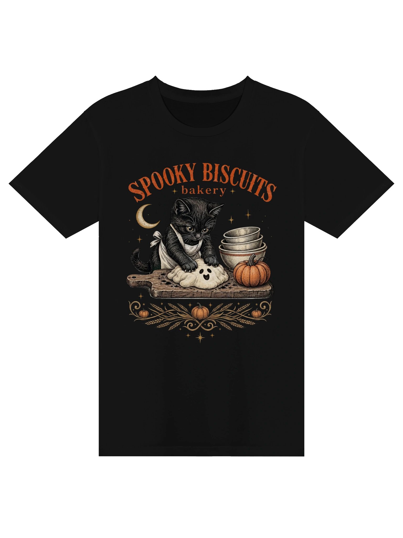 Spooky Biscuits Bakery Cat Shirt | Dark Aesthetic Vintage Halloween Black Cat Graphic Tee product image (6)