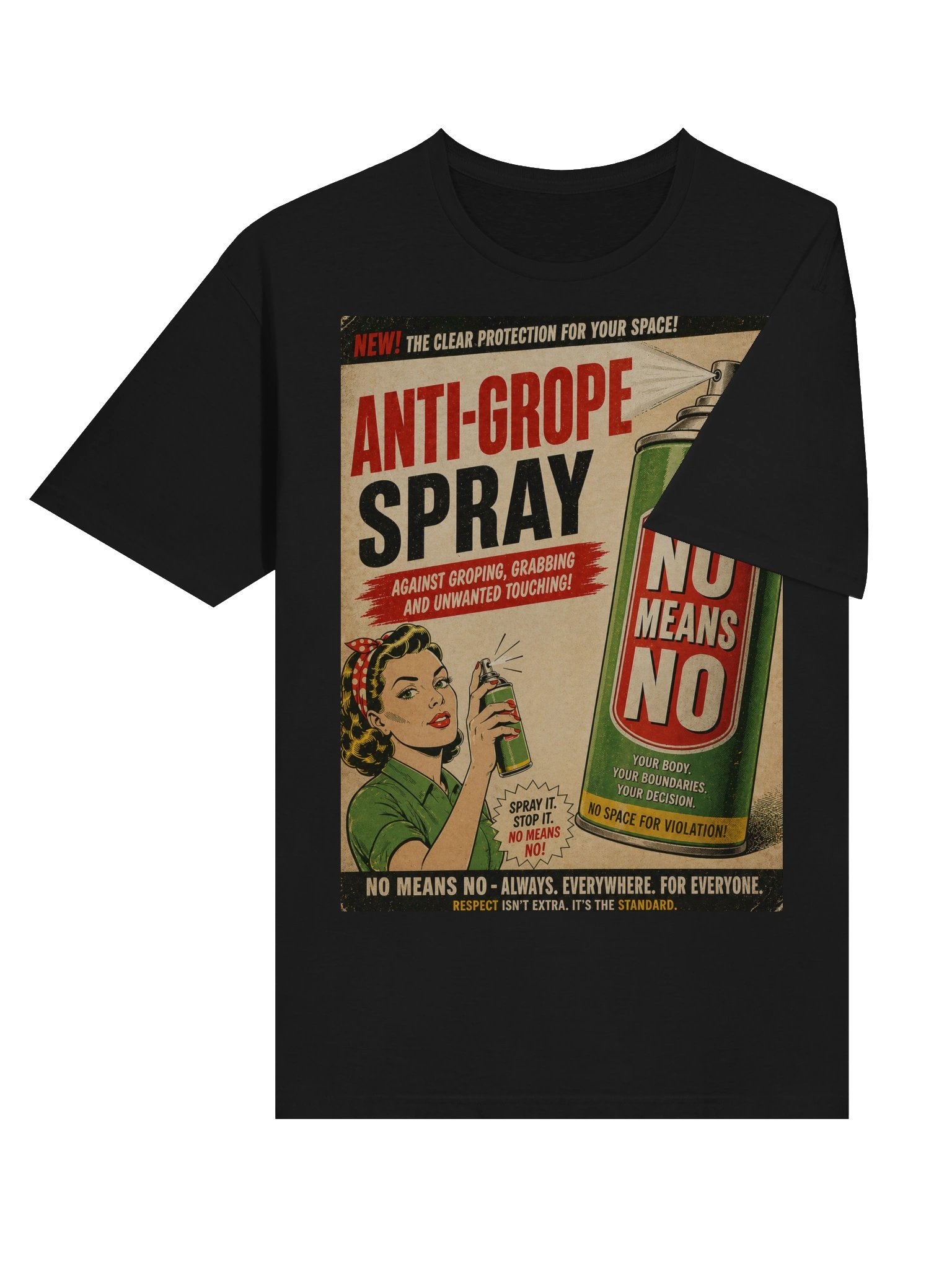 Anti-Grope Spray T-Shirt – No Means No Statement Shirt product image (4)