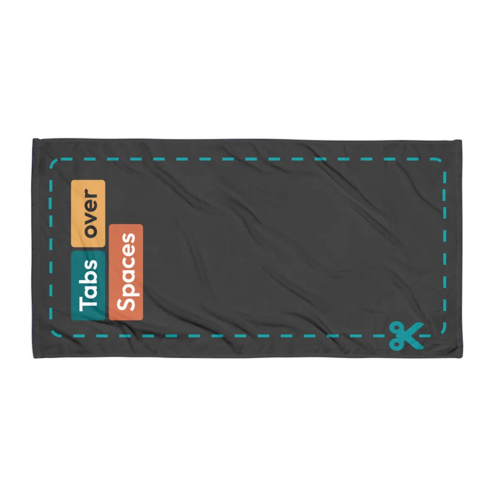 Tabs over spaces grey black Beach Towel product image (1)