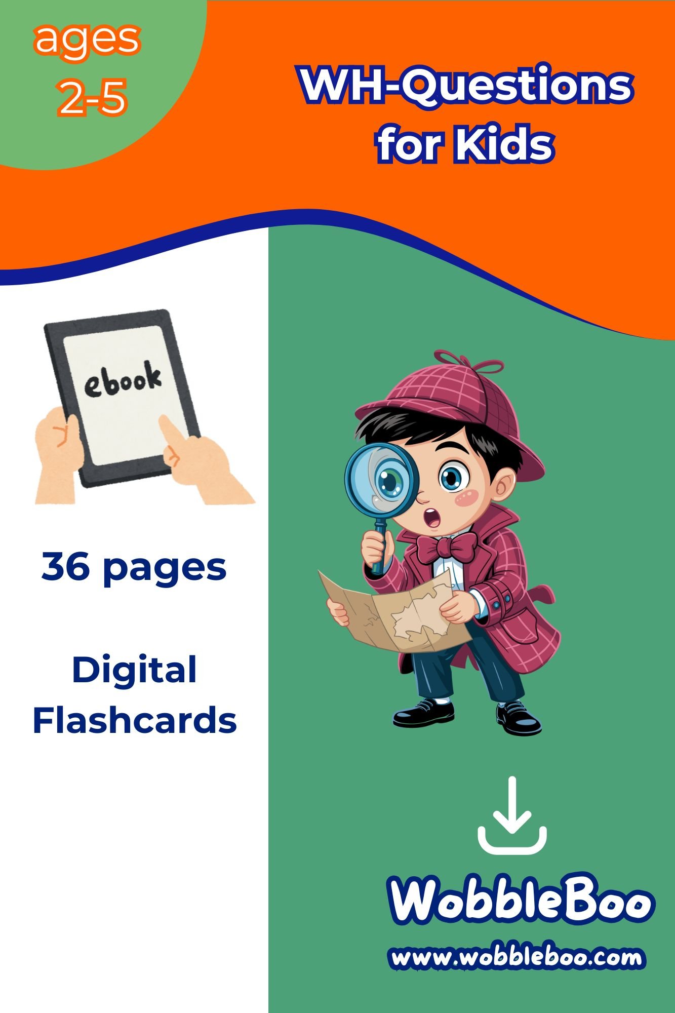 WH-Questions for children flashcards product image (1)