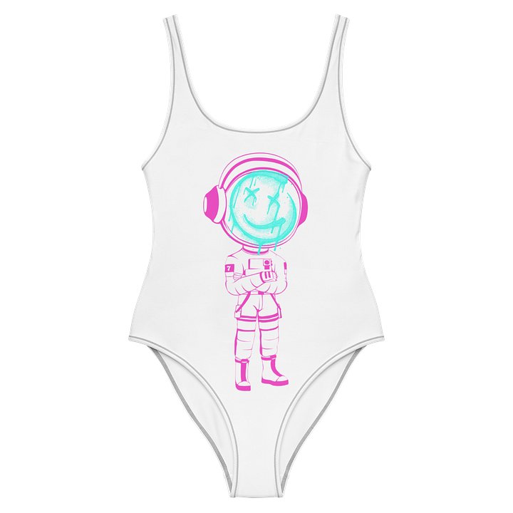 Mars City Neon Graffiti Astronaut Logo One Piece Ladies Bathing Suit product image (2)