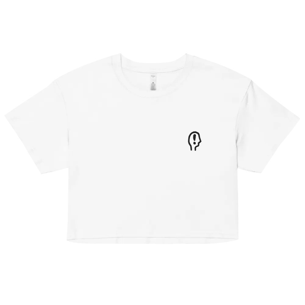 EXCLAIMING MENTALLY (L.C. black) embroidered cotton crop top product image (13)