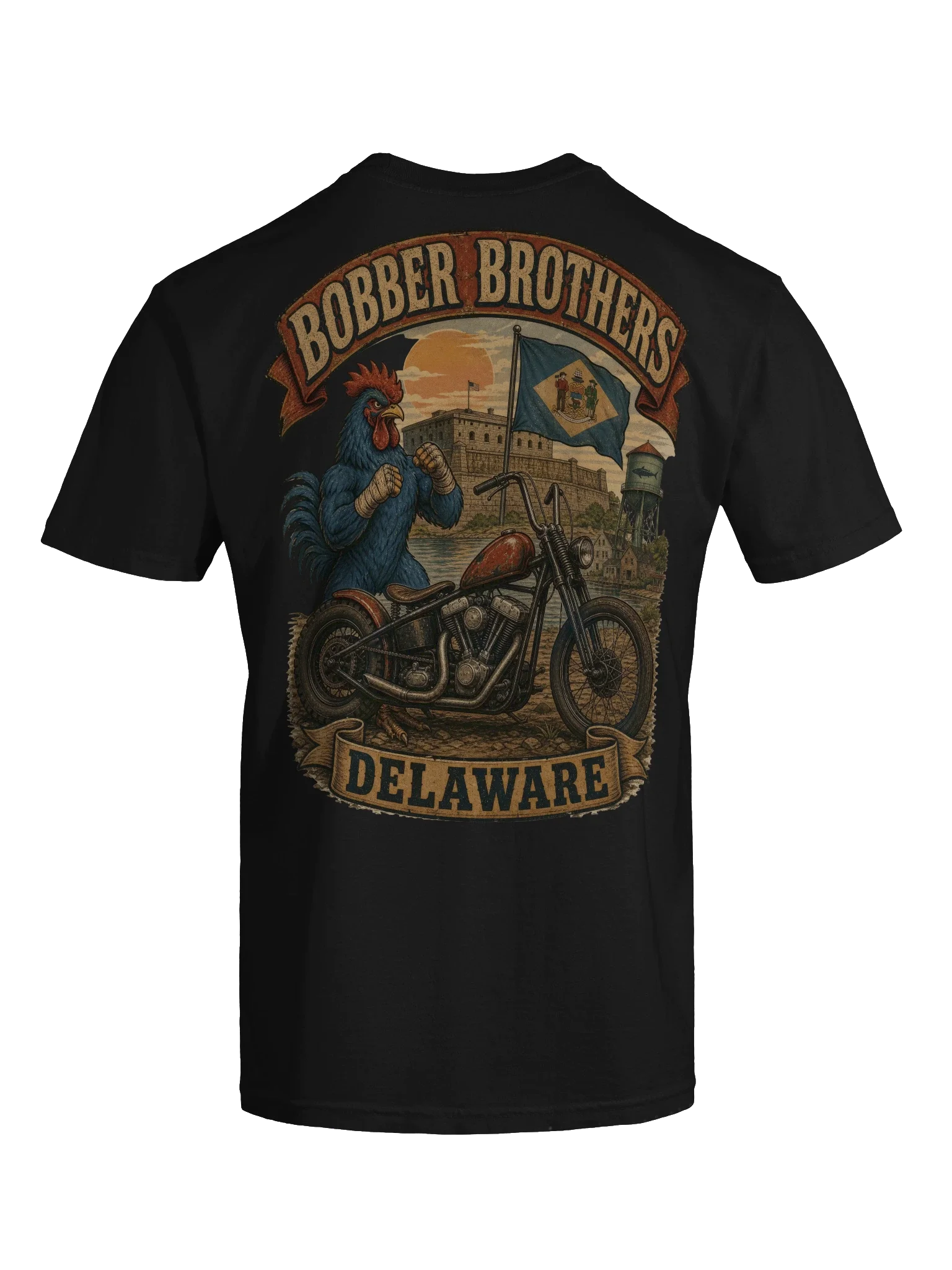 Delaware motorcycle t-shirt design by Bobber Brothers