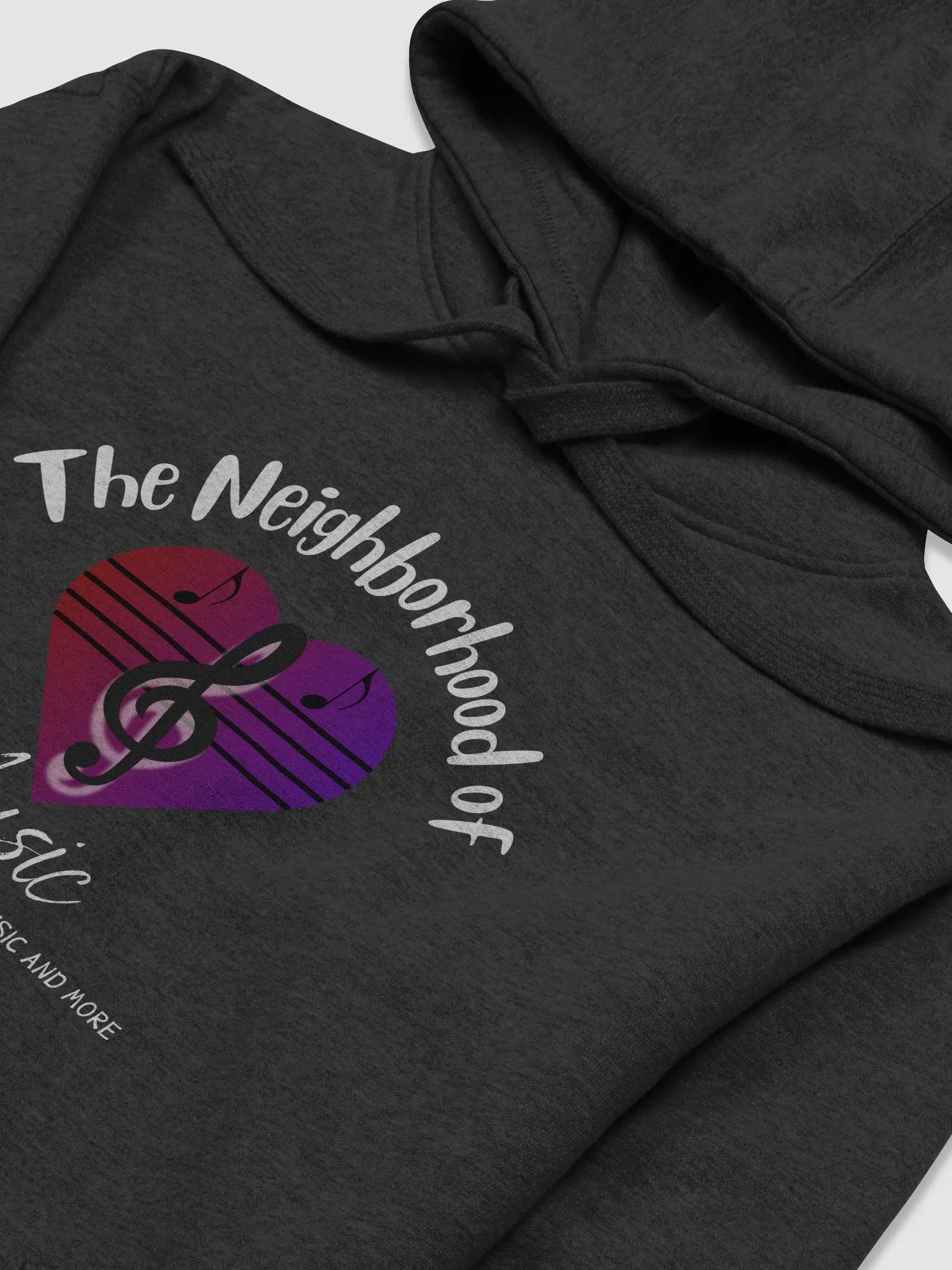 Neighborhood of Music Hoodie Cotton Fit Womenswear Soft Statement Sweatshirts with Heart-Shaped Design & Musical Elements Unisex Fitted Pullover product image (3)