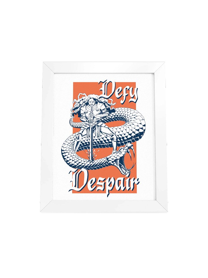 DEFY DESPAIR framed poster (orange/navy) product image (5)