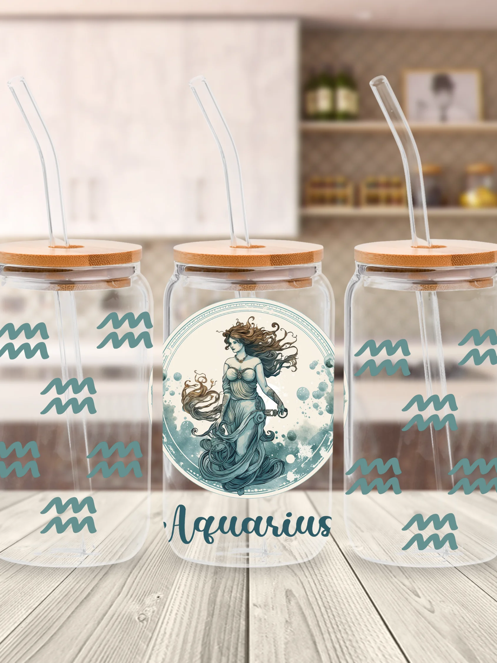 Aquarius Zodiac Glass Can Sipper product image (1)